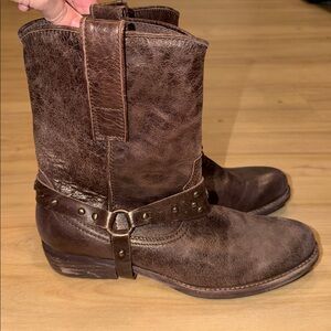 Sam Edelman Brown Buckle Floppy Ankle Biker Boots Western Moto